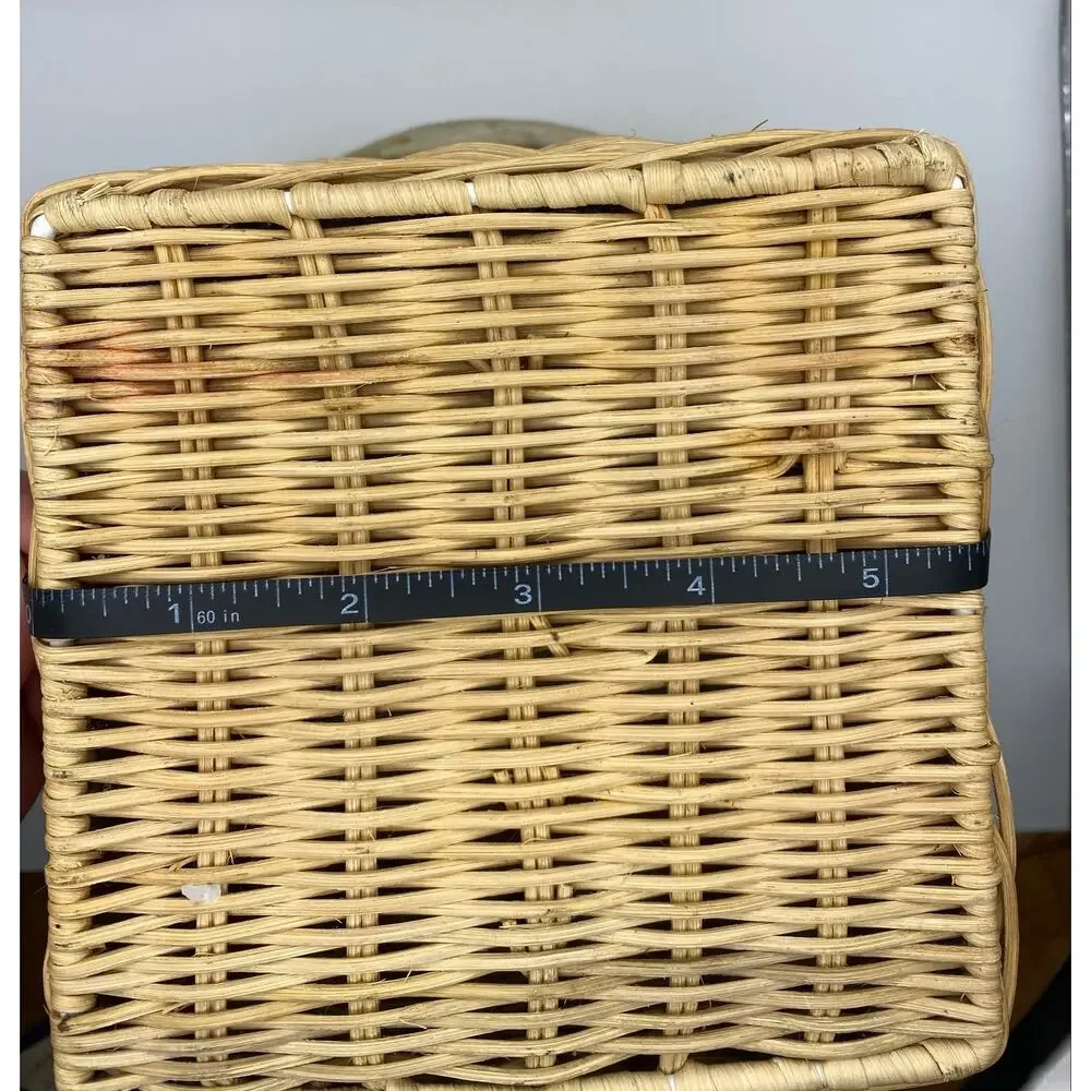 Coastal Wicker Basket with Seashell Accent | Bathroom Storage | Planter Basket